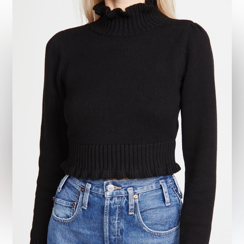 525 RUFFLE MOCK NECK SWEATER NEVER WORN LIGHT GREY